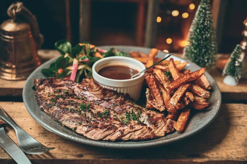 Viande grillée et frites — Café des Sports, La Rochefoucauld